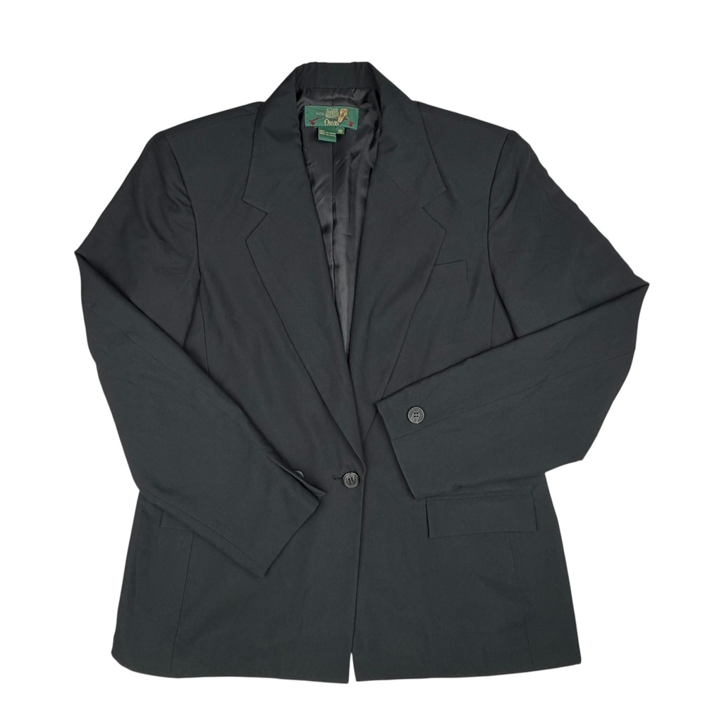 Orvis Blazer Womens 10 Black Lined Single Button Career Business Preppy Jacket